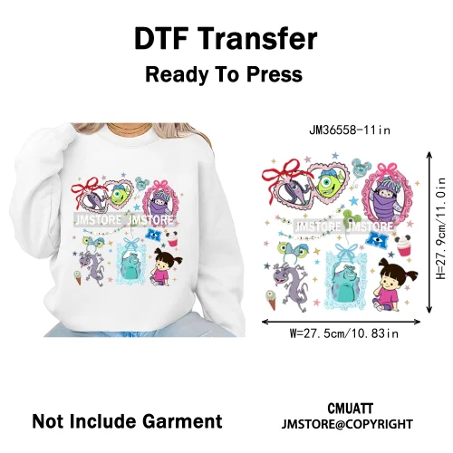 Colorful Animal Coquette Mirror Bracelet Cartoon Character Printing Iron On DTF Transfers Stickers Ready To Press T-shirts Bags