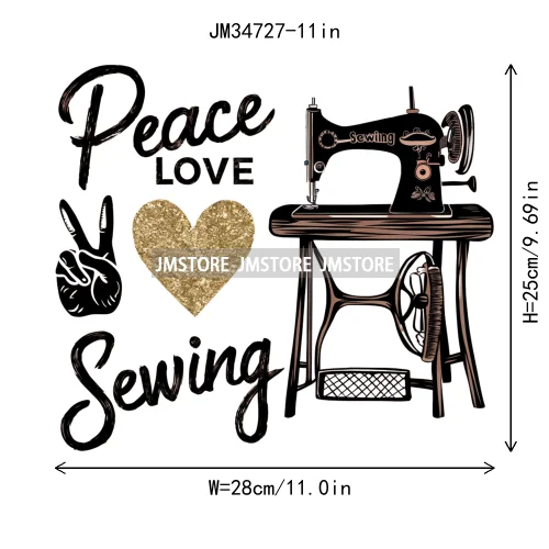 Funny Floral Coffee Sewing Life Machine Seamstress Quilting Hobby Iron On DTF Transfers Stickers Ready To Press For Sweatshirts