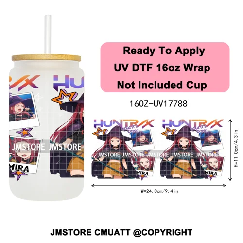 Demon Hunters Kpop Derpy Halloween Mystery Boys UV DTF Stickers Ready To Apply Cup Wrap High Quality For 16OZ Libbey Can Glass