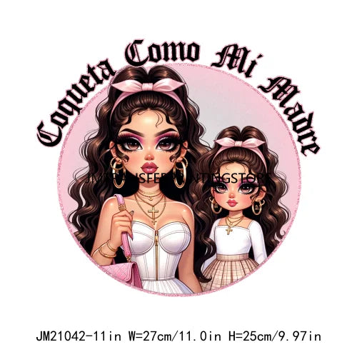 Mexican Chicana Mama Daughter Son Decals Proud Latina Mamacita Chingona Heat Transfer Stickers Ready To Press For T-shirts Bags