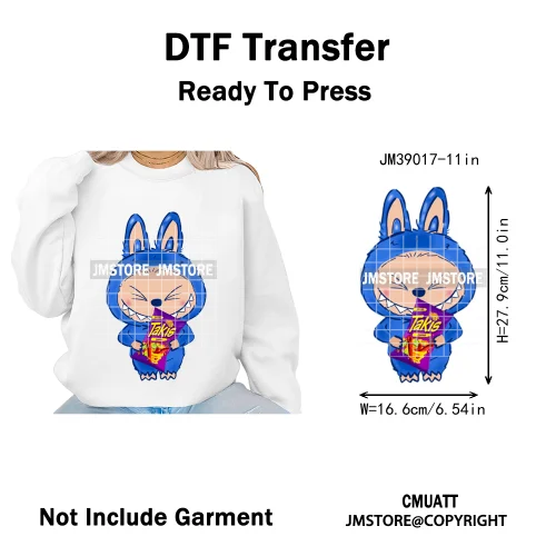 New Cartoon Doll Character With Mexican Food Iron on DTF Washable Heat Transfers Stickers Ready to Press for Textile Bags
