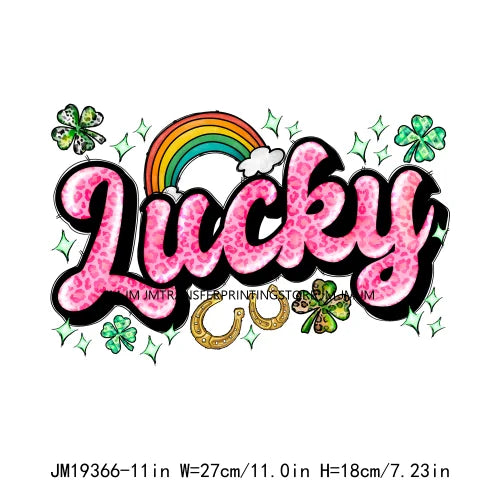 Shamrock Crusher Sassy litt lassie St Patricks Day Coffee Rainbow Gnomies Logos DTF Transfer Stickers Ready To Press For Hoodies