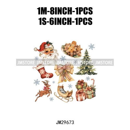 Christmas Santa Red Coquette Highland Cow Xmas Holly Jolly Vibes Iron On DTF Transfers Stickers Ready To Press For T-shirts