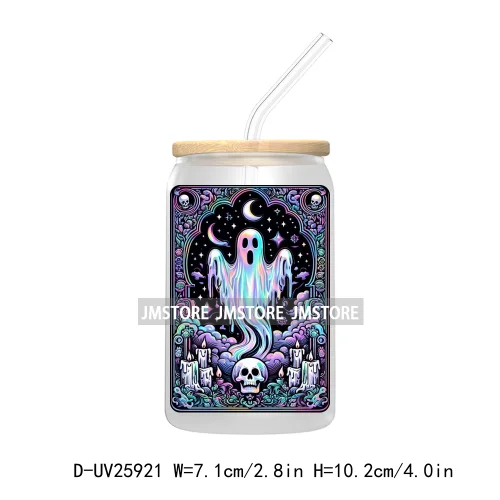 Spooky Skull Halloween Tarot Card UV DTF Transfer Stickers Decals For Libbey Cold Cups Mugs Durable Waterproof Custom Logo Label