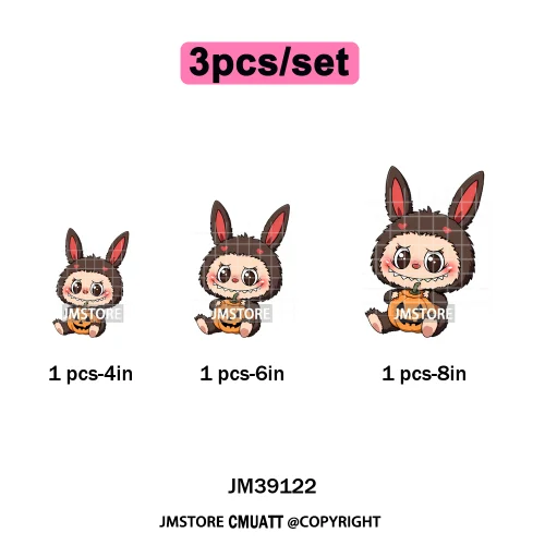 Cute Monster Cartoon Character Spooky Halloween Season Iron on DTF Washable Transfers Stickers Ready to Press for T-shirts Bags