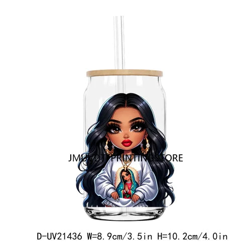 Chibi Cute Chicana Woman UV DTF Transfers Stickers Decals For Libbey Cold Cups Mugs Tumbler Waterproof DIY Logo Mexican Girls