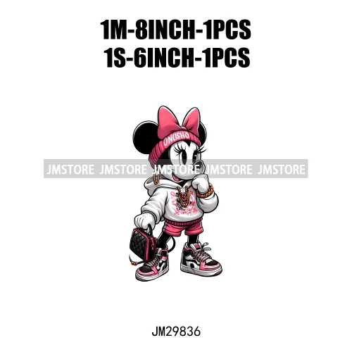 Cute Cartoon Streetwear Animal Girl Characters Thermal Decals Iron On DTF Transfers Stickers Ready To Press For Hoodies