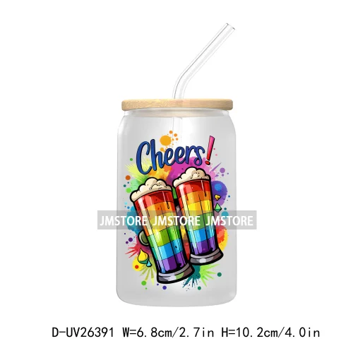 Pride Love Rainbow Heart UV DTF Transfer Stickers Decals For Libbey Cold Cups Mugs Durable Waterproof Custom Logo Label Best Gay