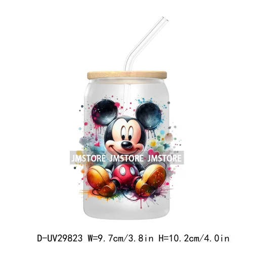 New Trendy Cartoon Mouse Couple Watercolor UV DTF Transfer Sticker Decals For Libbey Cold Cups Mugs Tumbler Animal Kingdom Vibes