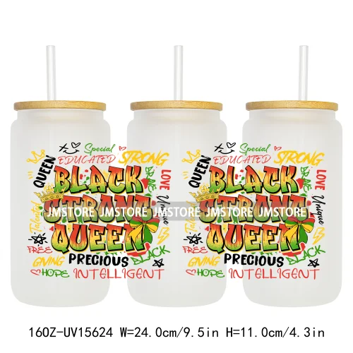Juneteenth Vibes Sneaker And Heel Afro Woman 16OZ UV DTF Cup Wraps Ready To Apply Transfer Stickers For Libbey Glass Can Tumbler