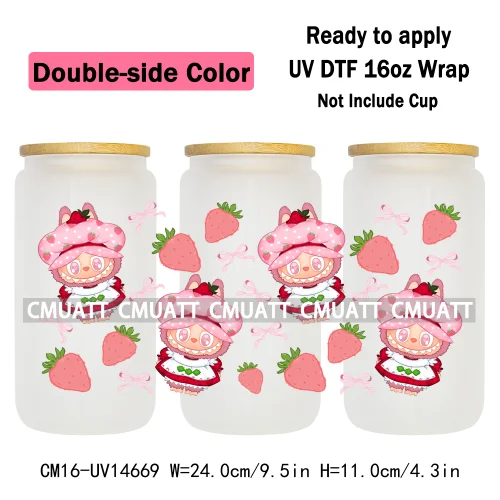Double Sided Color UV DTF Cup Wraps 16OZ Wholesale Custom Bulk Waterproof Cartoon Cute Monster Coquette Bow DIY Craft Mug Glass