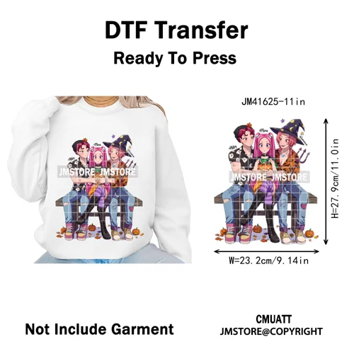 Happy Hunting Halloween Kpop Pumpkin Witch Boys Girl Dinner Iron on DTF Washable Transfers Stickers Ready to Press for T-shirts