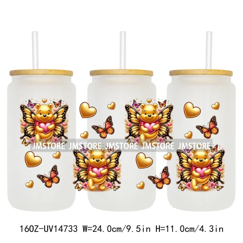 Cartoon Princess Hearts UV DTF Stickers Ready to Transfer Cup Wrap Custom Labels DIY Craft For Libbey Can Glass Tumblers Mugs