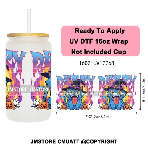 Demon Hunters Kpop Derpy Halloween Mystery Boys UV DTF Stickers Ready To Apply Cup Wrap High Quality For 16OZ Libbey Can Glass