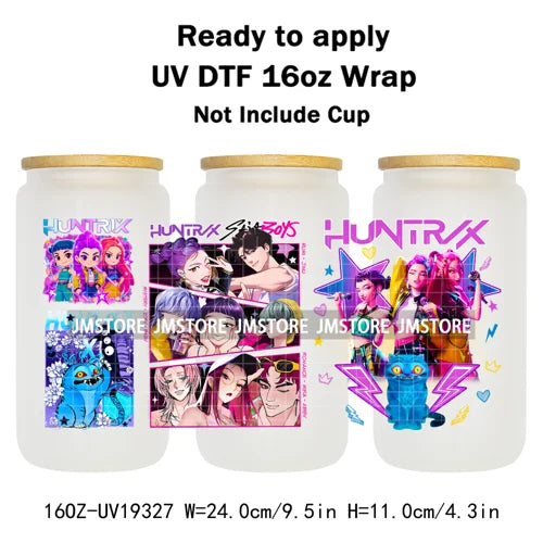 Demon Hunter Merch Derpy Tiger 16OZ UV DTF Cup Wraps Ready To Apply Waterproof Transfer Stickers For Libbey Glass Can Kpop Girls