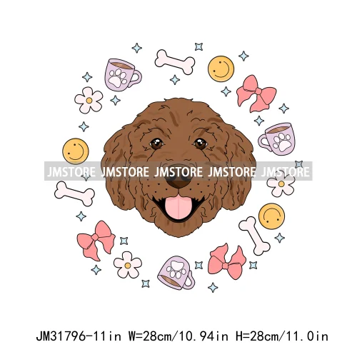 Funny Love Animal Puppy Pet Dogs Cocoa Flower Coquette Design Iron On DTF Transfers Stickers Ready To Press For Sweatshirts Bags