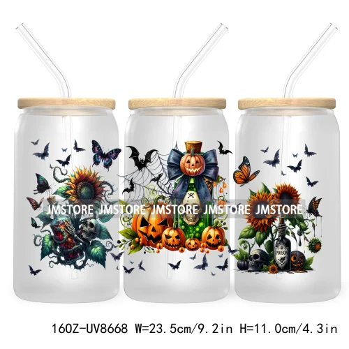 Spooky Witch Social Club UV DTF Cup Wrap For 16OZ Libbey Glass Cups Can Transfer Stickers Custom Labels Logo Halloween Season