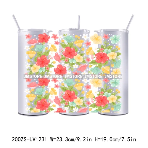 Coquette Bow Flowers Book Lover UV DTF Tumbler Wraps Durable Ready To Apply Transfer Stickers For 20OZ Straight Skinny Tumblers