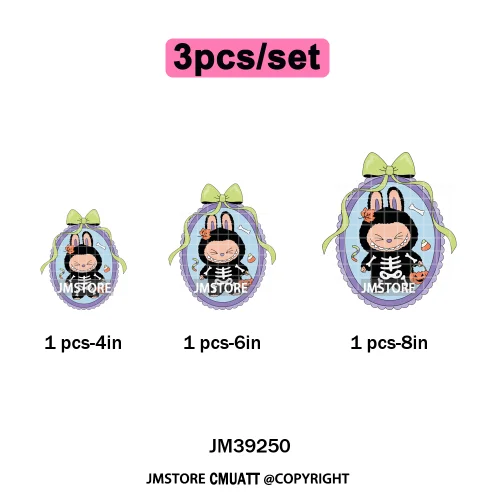 Trendy Cute Cartoon Doll Coquette Mirror Horror Halloween Iron on DTF Washable Transfers Stickers Ready to Press for Clothing