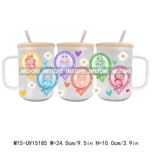 Cartoon Mirror Coquette 15OZ Glass Mug UV DTF Cup Wrap Ready To Apply Waterproof High Quality Custom Prints For Mugs Cup Tumbler