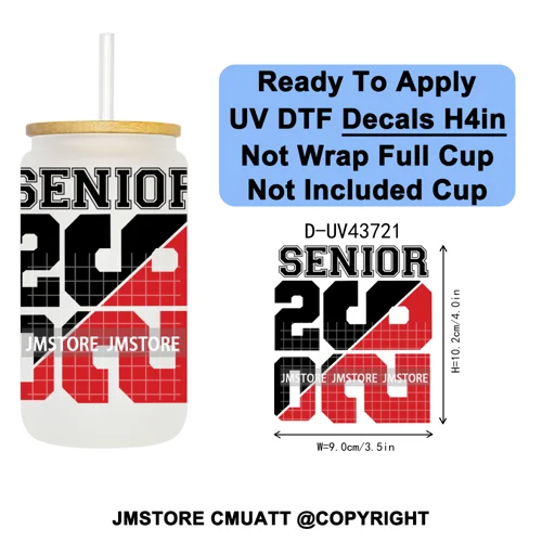 My Last First Day Senior 2026 UV DTF Cup Decals Ready To Apply Transfer Stickers Durable Custom Labels For Libbey Glass Can Mug