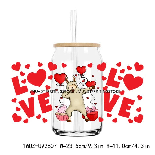 Cute Animal Couple Valentine Day UV DTF Sticker For 16OZ Libbey Glass Cup Can Wrap Transfer Sticker Custom Labels DIY Logo