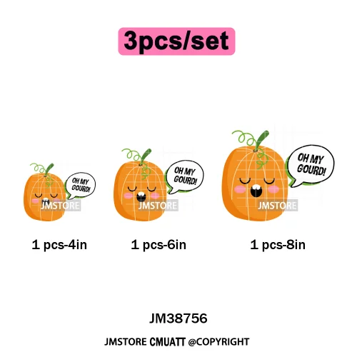 Cute Boos Ghost Pumpkin Halloween Season Thermal Printing Iron on DTF Washable Transfers Stickers Ready to Press for Textile