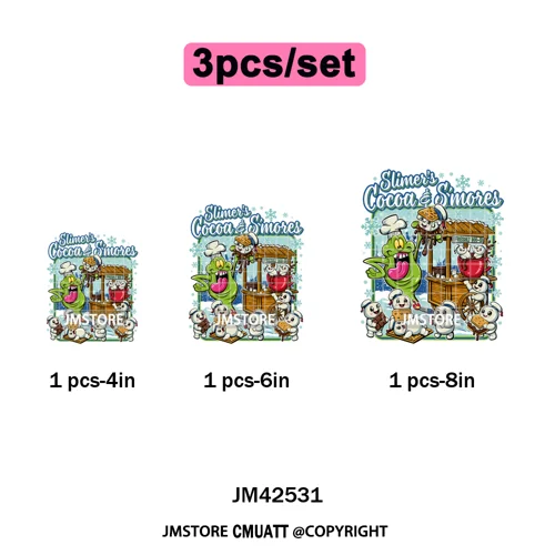 Cartoon Christmas Club Snow Winter Vibes Holly Jolly Santa Iron on DTF Washable Transfers Stickers Ready to Press for Clothing