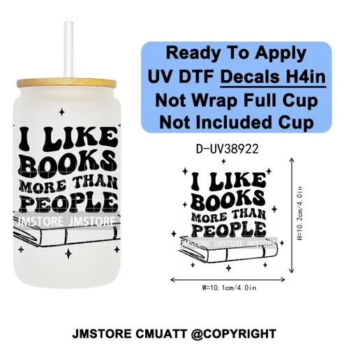Fantasy Book Lover Gifts Positive Quotes UV DTF Decals Ready To Apply Waterproof Transfer Stickers For 16OZ Libbey Glass Can Cup