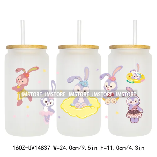 Girly Cartoon Rabbit Dolls UV DTF Stickers Ready to Transfer Cup Wrap Custom Labels DIY Craft For Libbey Can Glass Tumblers Mugs