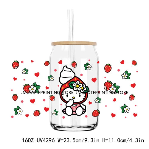 Candy Heart Cartoon Characters Couple UV DTF Sticker For 16OZ Libbey Glass Cup Can Wrap Transfer Sticker Custom Labels DIY Logo