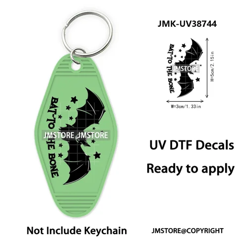 Funny Halloween Skull Skeleton Ghosts UV DTF Motel Keychain Wraps Ready To Apply Waterproof High Quality Hotel Keychain Decals