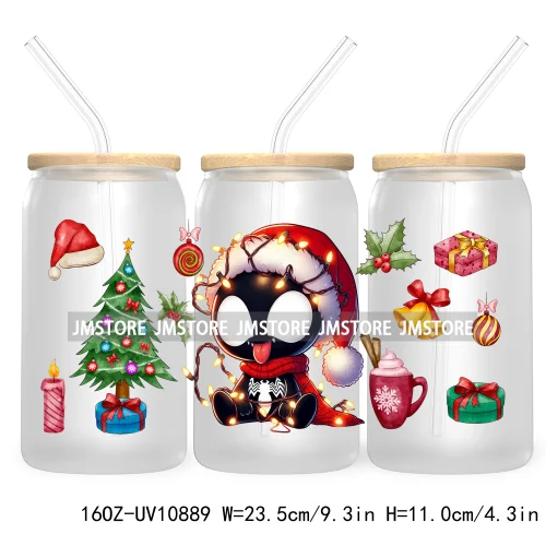 Cute Baby Horror Characters Christmas Season 16OZ UV DTF Cup Wrap Transfer Stickers Durable Waterproof Logo For Libbey Glass Can