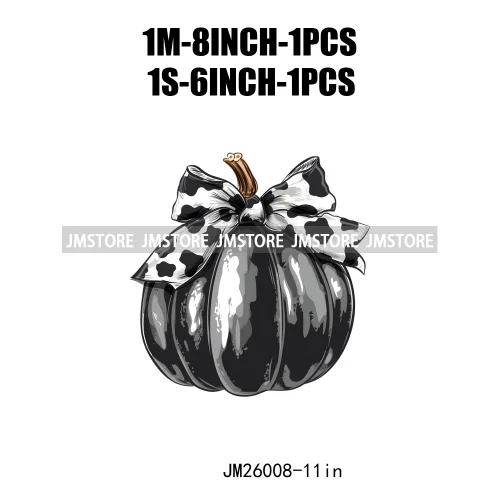 Colorful Gothic Girly Halloween Black Pumpkin Coquette Bow Decasl DTF Iron On Transfers Stickers Ready To Press For T-shirt Bags