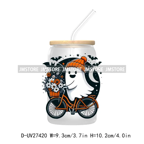 Cute Bougie Ghost Boo Halloween UV DTF Transfer Stickers Decals For Libbey Cold Cup Mug Tumbler High Quality Fall Pumpkin Season