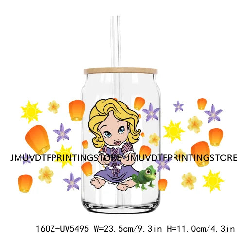 Cartoon Little Mermaid Princess Friends UV DTF Sticker For 16OZ Libbey Glass Cup Can Wrap Transfer Sticker Custom Label DIY Logo