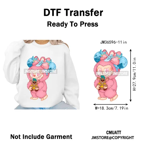 New Coquette Cartoon Monster Friends Costume Girly Kids Love Iron On DTF Transfer Stickers Designs Ready To Press for Clothing