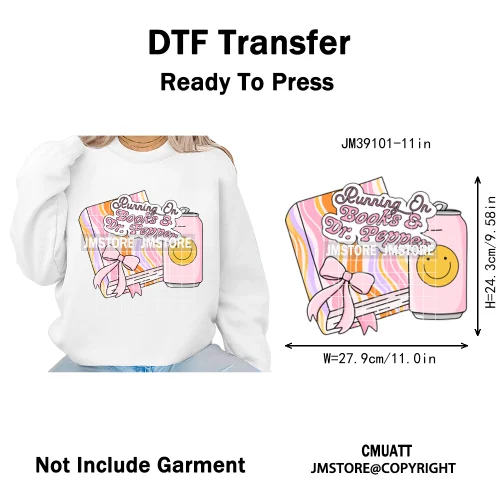 Funny Book Lover Club Inspirational Sayings Reading Coffee Iron on DTF Washable Transfers Stickers Ready to Press for Clothing