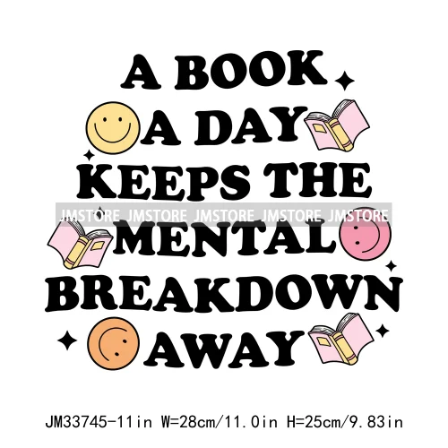 Self Care Club Motivational Book Lover Positive Quotes Good Thinking Iron On DTF Transfers Stickers Ready To Press T-shirts Bags