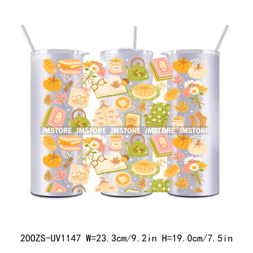 Cozy Season Fall Thanksgiving UV DTF Tumbler Wraps Durable Ready To Apply Transfer Stickers For 20OZ Straight Skinny Tumblers