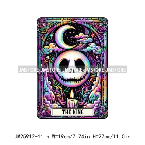 Spooky Horror Halloween Designs Killer King Ghost Death Tarot Card DTF Iron On Transfer Stickers Ready To Press For T-shirt Bags