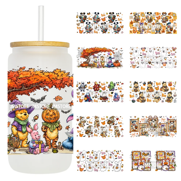 Mouse Ghost Boo Halloween Pumpkin Spooky Season UV DTF Cup Wraps Ready To Apply Transfer Stickers For Libbey Glass Can 16OZ Wrap