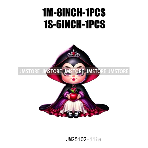 Cartoon Washable Halloween Princess Evil Queen Girls Printing Designs DTF Iron On Transfers Stickers Ready To Press For Textil