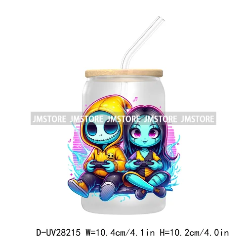 Cartoon Princess Couple Halloween Double Trouble UV DTF Transfer Stickers Decals For Libbey Cold Cup Mug Tumbler Waterproof Logo