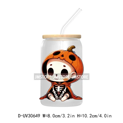 Spooky Cartoon Halloween Characters UV DTF Transfer Stickers Decals For Libbey Cold Cups Mugs Tumbler Waterproof Baby Princess