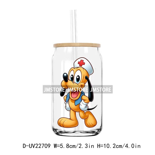 Cartoon Nurse Medical Mouse UV DTF Transfers Stickers Decals For Libbey Cold Cups Mugs Tumbler Waterproof DIY Craft Health Care