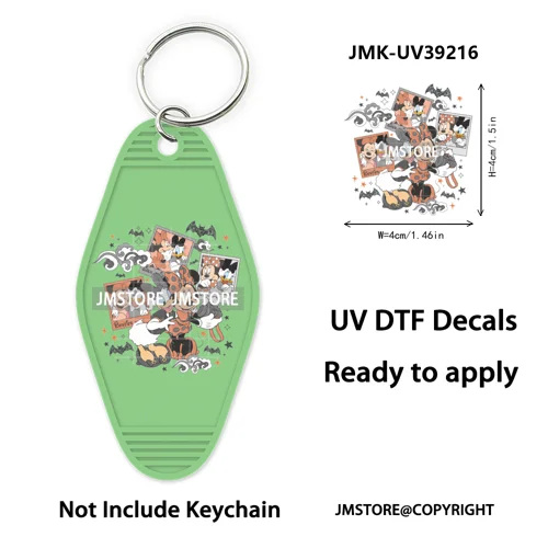 Horror Pumpkin Halloween Cartoon UV DTF Motel Keychain Decal Ready To Ship Durable Transfer Stickers Prints For Hotel Keychain