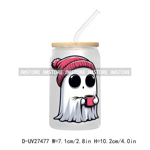 Trick or Teach Ghouls Halloween UV DTF Transfer Stickers Decals For Libbey Cold Cups Mugs Tumbler Waterproof Label Spooky Season