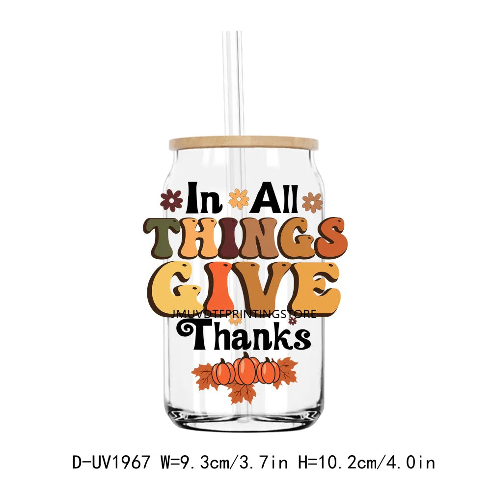 Hello Fall Babe Thanksgiving Mama Pumpkin UV DTF Transfers Stickers Decals For Libbey Cold Cups Mugs Tumbler Waterproof DIY Craf