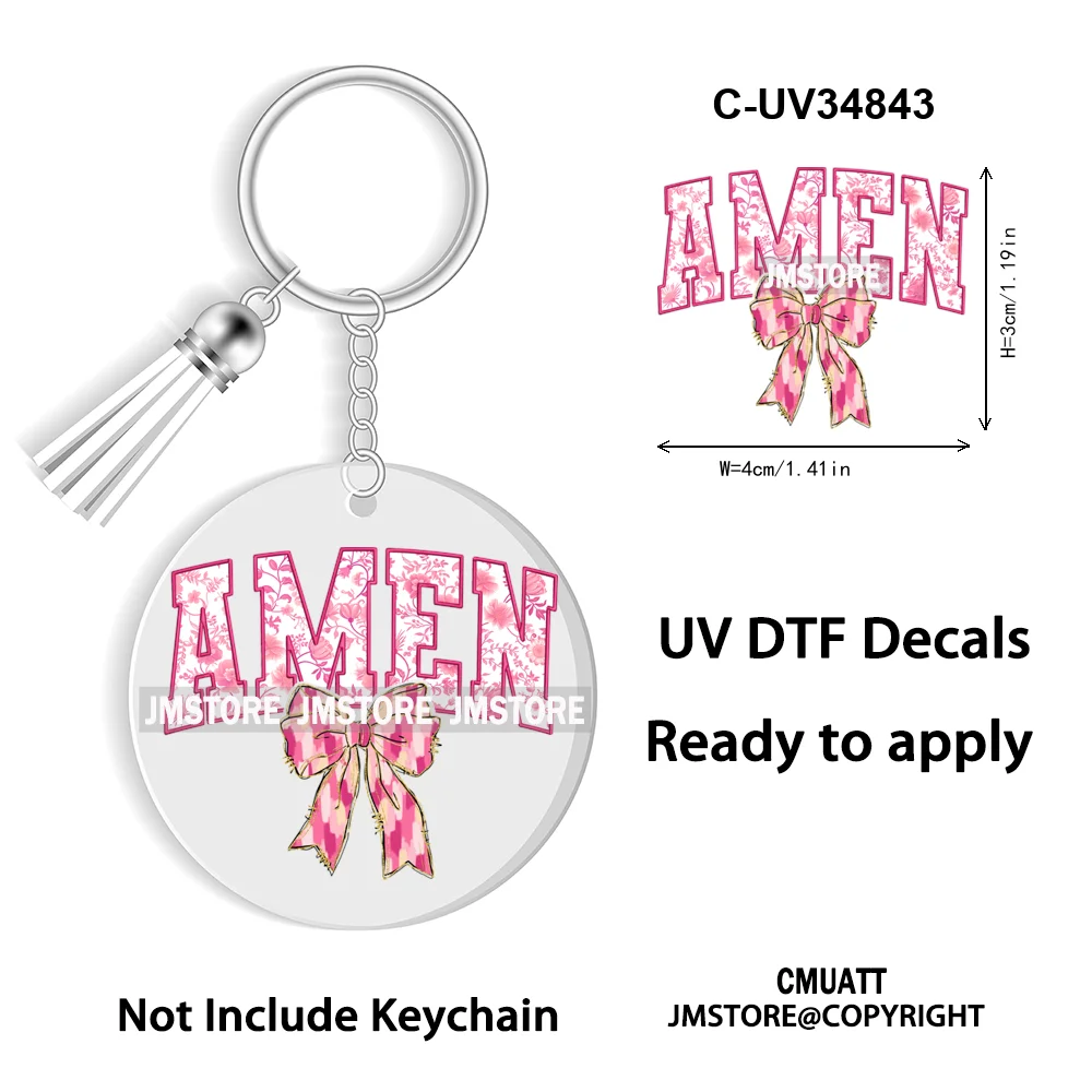 Happy Easter School Teacher Life Retro Coquette Easter Bunny WaterProof UV DTF Sticker For Round Circle Acrylic Keychain Keyring